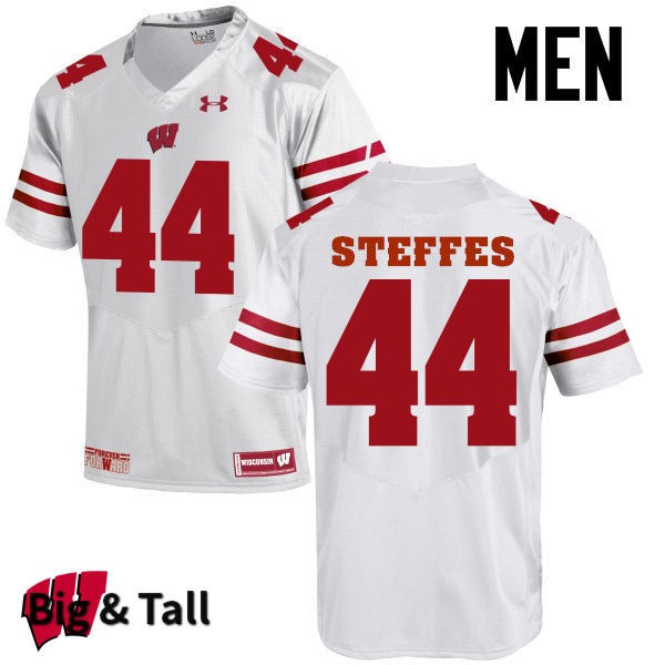 Wisconsin Badgers Men's #44 Eric Steffes NCAA Under Armour Authentic White Big & Tall College Stitched Football Jersey SE40V53SX